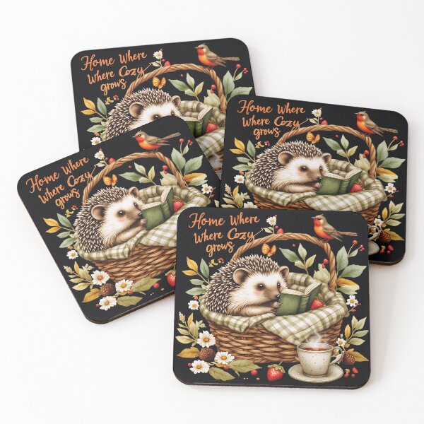 Item preview, Cozy Hedgehog Reading in Picnic Basket | Woodland Animal Illustration designed and sold by Crimsonstudio82.