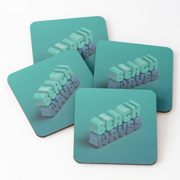 Item preview, Beach Waves 3D Typography in Teal and Blue designed and sold by AniDragonfly.
