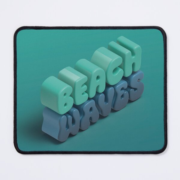 Item preview, Beach Waves 3D Typography in Teal and Blue designed and sold by AniDragonfly.