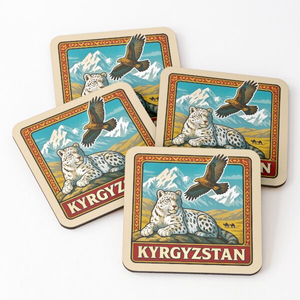 Item preview, Kyrgyzstan Wildlife - Snow Leopard & Golden Eagle designed and sold by Myra365Art.