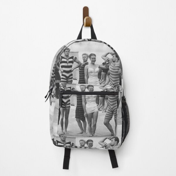 Item preview, Funny Boys flexing muscles at the Beach vintage black and white swimsuit photograph art print designed and sold by Astrid Arkhangelsky.