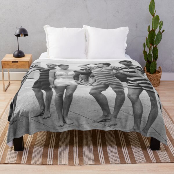 Item preview, Funny Boys flexing muscles at the Beach vintage black and white swimsuit photograph art print designed and sold by Astrid Arkhangelsky.