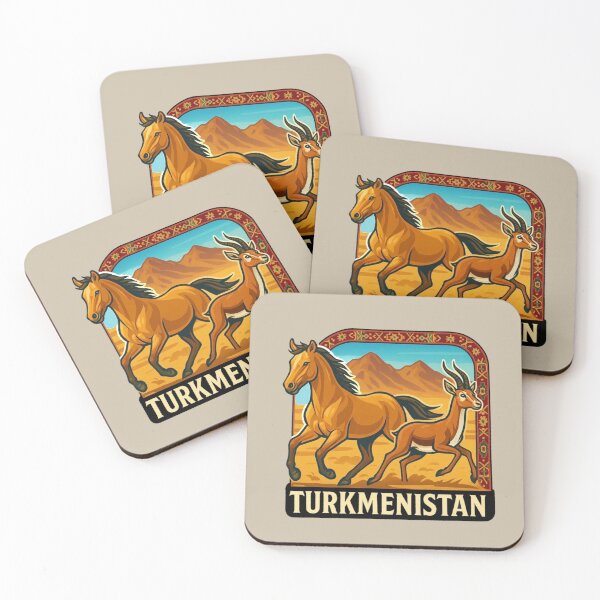 Item preview, Turkmenistan Wildlife -- Akhal-Teke Horse & Goitered Gazelle designed and sold by Myra365Art.