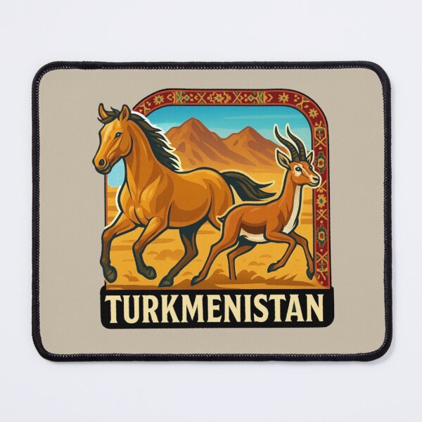 Item preview, Turkmenistan Wildlife -- Akhal-Teke Horse & Goitered Gazelle designed and sold by Myra365Art.