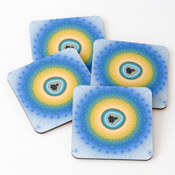 Item preview, Electric Cyan and Solar Yellow Glowing Mandelbrot Core Abstract designed and sold by pinkal.