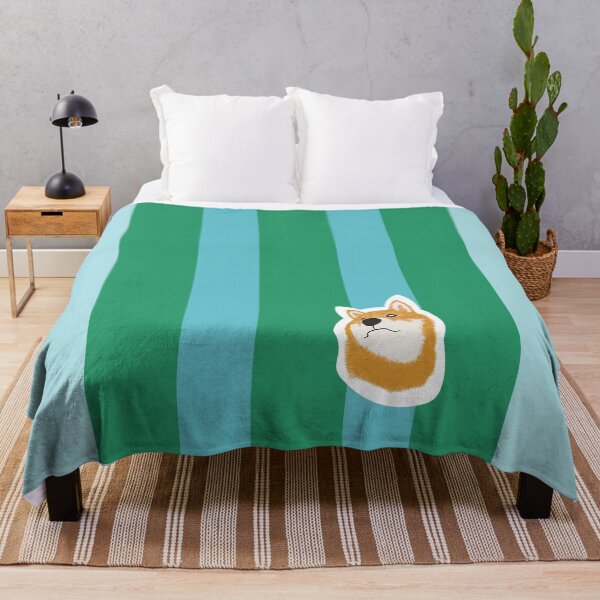 Item preview, Thick stripe (sea green, light blue) with Shiba Inu designed and sold by ShibaCruise-On.