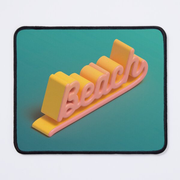 Item preview, Beach 3D Typography in Yellow and Pink on Teal designed and sold by AniDragonfly.