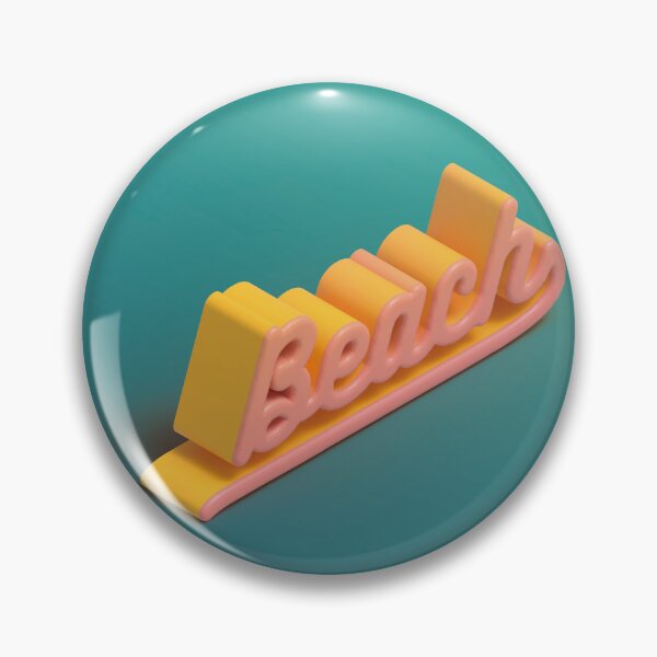 Item preview, Beach 3D Typography in Yellow and Pink on Teal designed and sold by AniDragonfly.