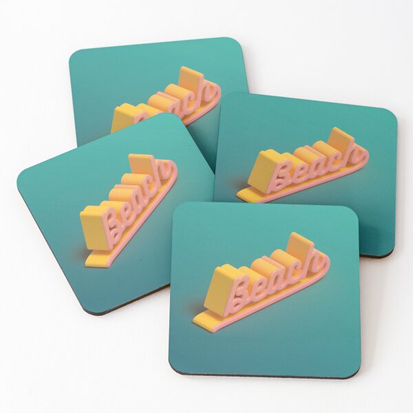 Item preview, Beach 3D Typography in Yellow and Pink on Teal designed and sold by AniDragonfly.