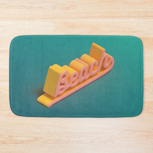 Item preview, Beach 3D Typography in Yellow and Pink on Teal designed and sold by AniDragonfly.