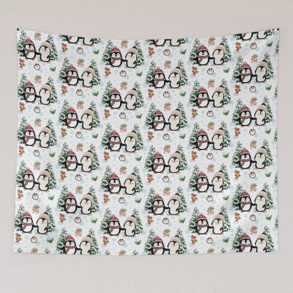 Item preview, Cute Christmas Penguins Seamless Pattern designed and sold by SeJaa.