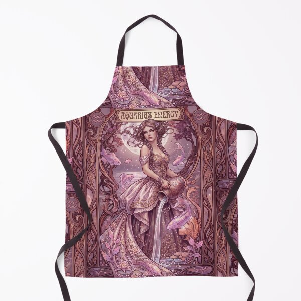 Item preview, Aquarius Zodiac Anime Art Nouveau | Elegant Plum Rose Lilac Gold Zodiac Design designed and sold by RSDigitalPrintDesign.