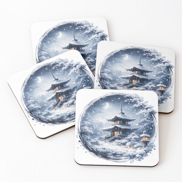 Item preview, Japanese winter temple in moonlight designed and sold by NFire97.