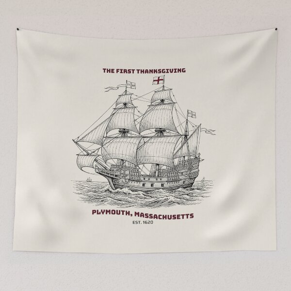 Item preview, Mayflower 1620 The First Thanksgiving Plymouth Massachusetts Vintage Ship designed and sold by legacylivingshop.