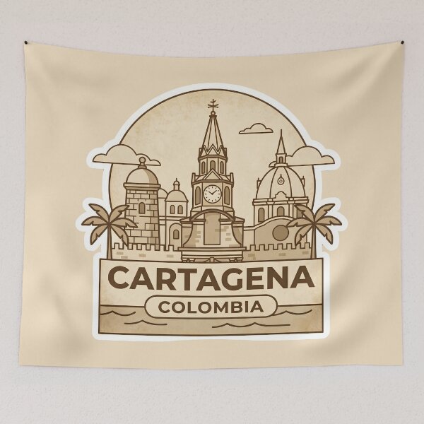 Item preview, Cartagena Colombia Sticker — Vintage Walled City Travel Badge designed and sold by ColombianaShop.