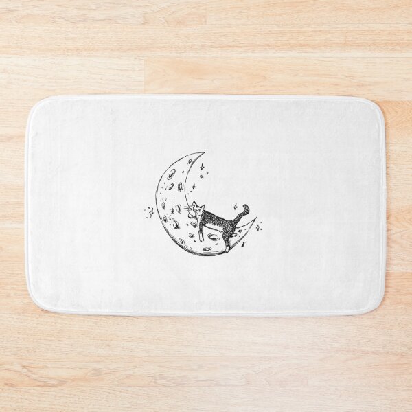 Item preview, Cat Sleeps on Moon - Whimsical Celestial Line Art Black Marker Hand Drawing designed and sold by BOKEbyTC.