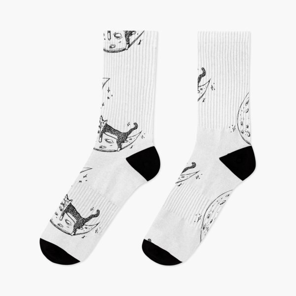 Item preview, Cat Sleeps on Moon - Whimsical Celestial Line Art Black Marker Hand Drawing designed and sold by BOKEbyTC.