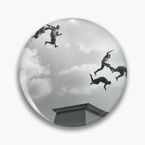 Item preview, Flying divers, NYC squad, Aquazanies Flushing Meadows stunt team swimming vintage black and white photograph designed and sold by Astrid Arkhangelsky.