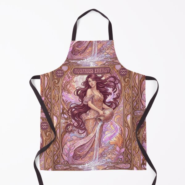 Item preview, Aquarius Zodiac Art Nouveau Anime Design | Celestial Astrology Art in Plum, Rose, Lilac & Gold designed and sold by RSDigitalPrintDesign.