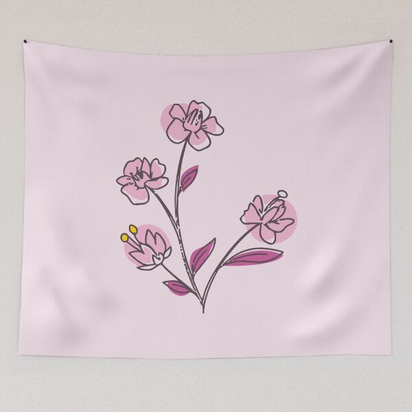 Item preview, Delicate Pink Blossom Line Art Composition designed and sold by kiluaarrshotts.