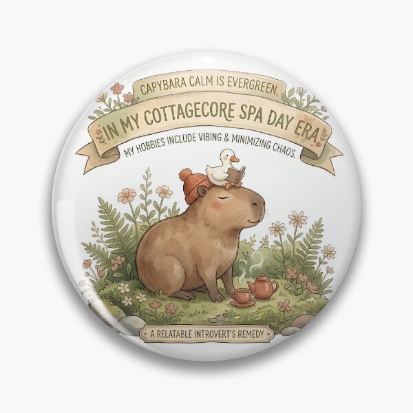 Item preview, In My Cottagecore Spa Day Era Cute Capybara Funny Introvert Quote designed and sold by Lu7u.