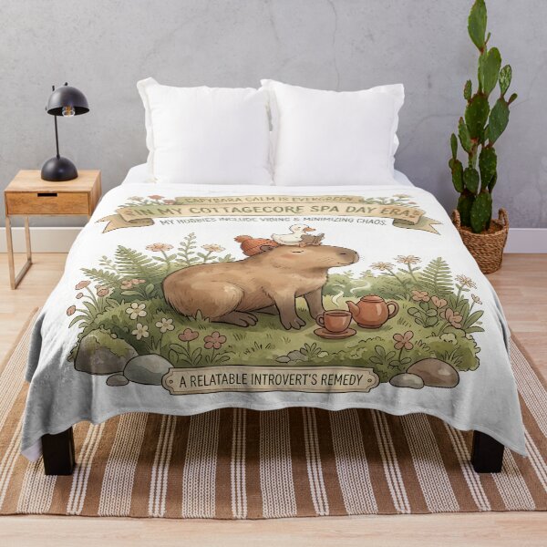 Item preview, In My Cottagecore Spa Day Era Cute Capybara Funny Introvert Quote designed and sold by Lu7u.