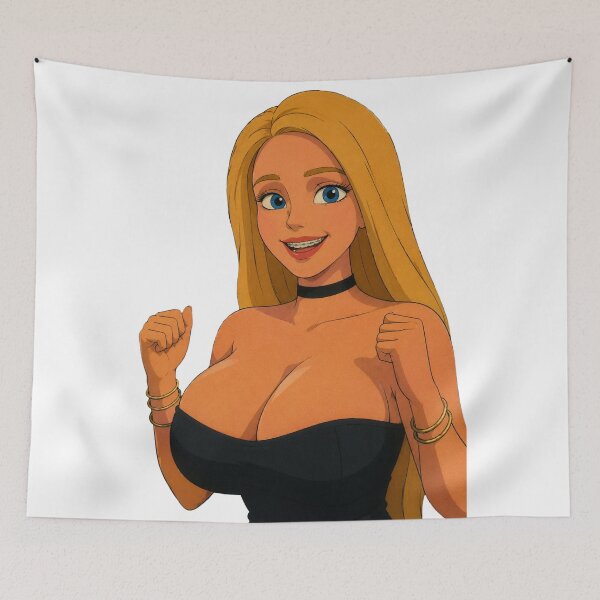Item preview, Smiling Blonde Anime Girl | Original Cute Pin-Up Illustration designed and sold by  Hollow Moon Studios..