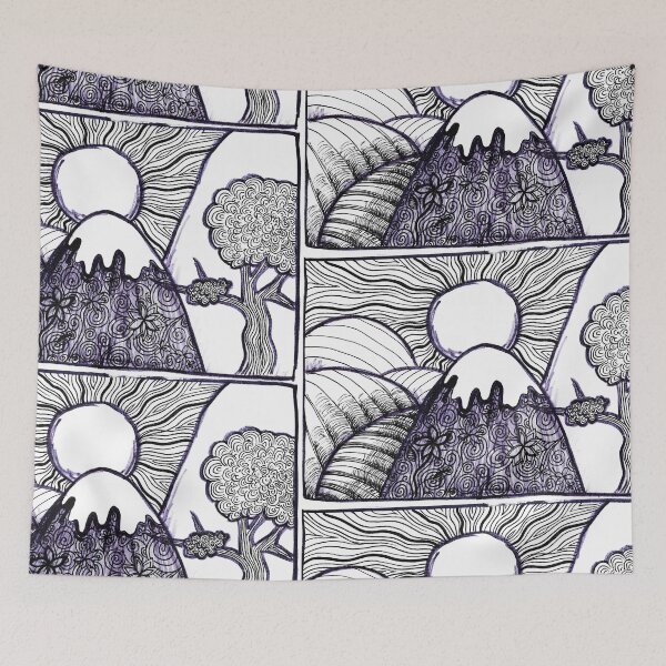 Item preview, Sketch Sunny Hillsides Black Blue Markers designed and sold by BOKEbyTC.