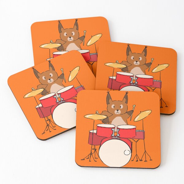 Item preview, Cute squirrel playing drums Orange version designed and sold by thistleberry.