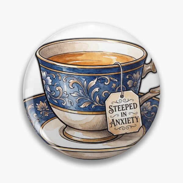 Item preview, Steeped In Anxiety Funny Floral Teacup designed and sold by ryanguas.