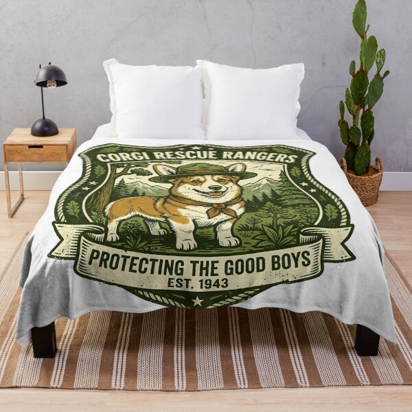Item preview, Vintage Corgi Rescue Rangers Shirt, Retro Corgi Forest Ranger Badge Protecting Good Boys Est 1943 Tee, Unique Corgi Outdoor Gift for Dog Lovers designed and sold by Wearable Canvas...