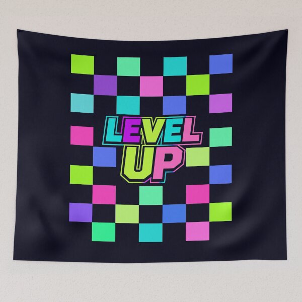 Item preview, LEVEL UP – Retro Neon Checkerboard designed and sold by Aimetoi.