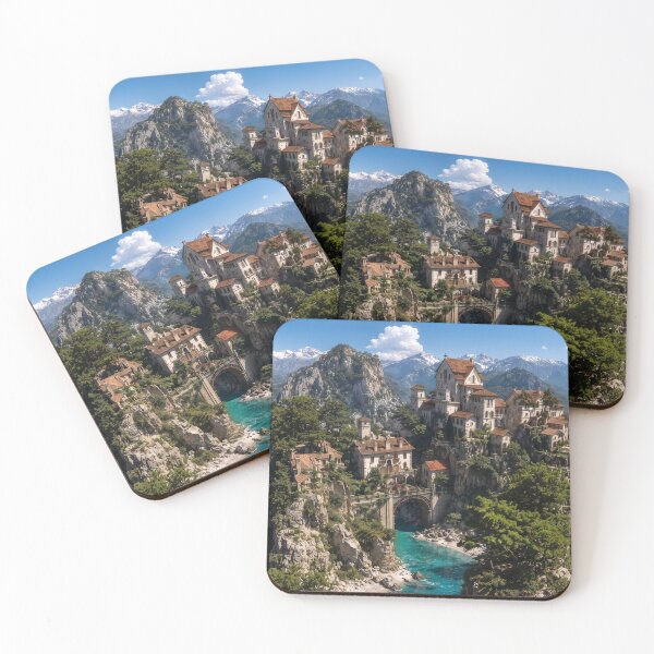 Item preview, Sunlit Sovereign, Bird's-Eye View Coastal Fantasy Town designed and sold by BlareBlare.