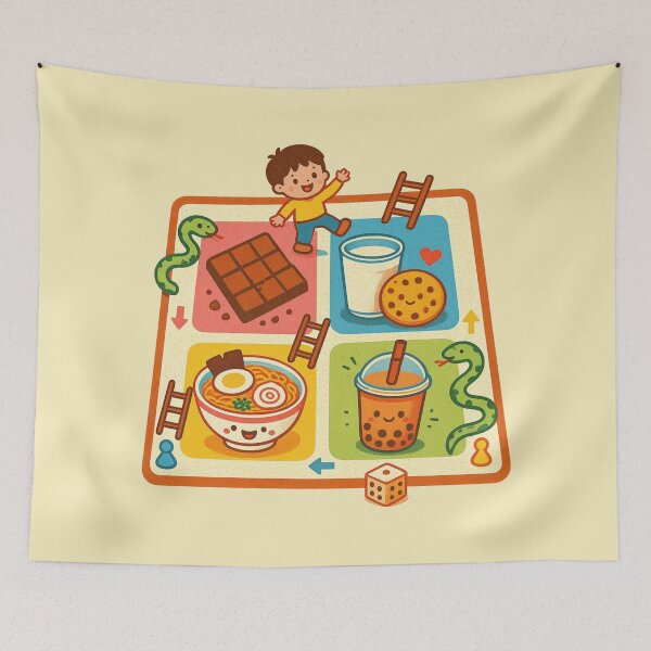 Item preview, Cute Food Board Game | Kawaii Snacks & Bubble Tea Snake and Ladders designed and sold by Eathusiast.
