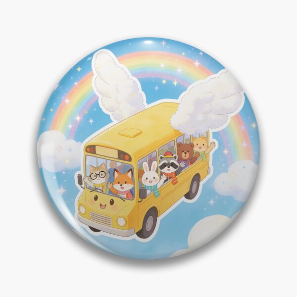 Item preview, Cute Flying School Bus with Animal Friends designed and sold by OksArtStudio.