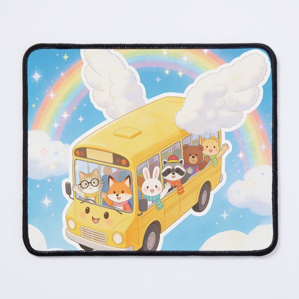 Item preview, Cute Flying School Bus with Animal Friends designed and sold by OksArtStudio.