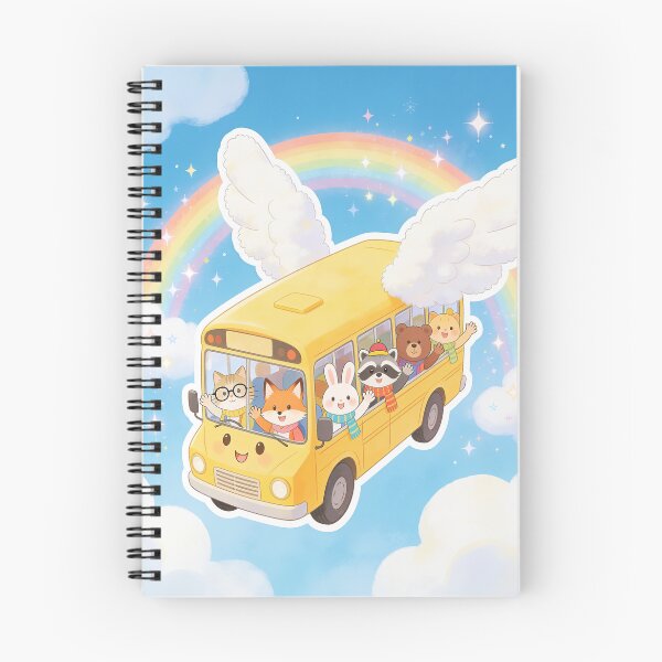 Item preview, Cute Flying School Bus with Animal Friends designed and sold by OksArtStudio.