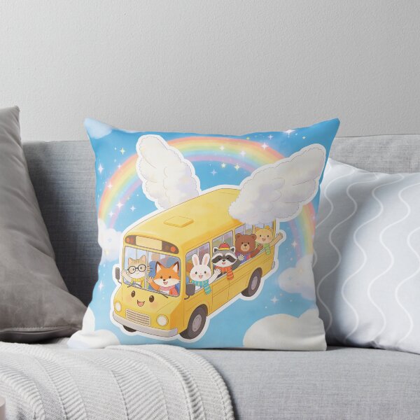 Item preview, Cute Flying School Bus with Animal Friends designed and sold by OksArtStudio.