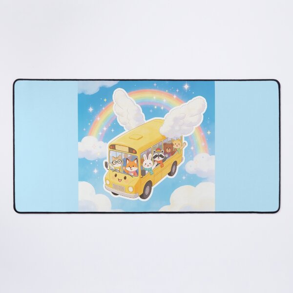 Item preview, Cute Flying School Bus with Animal Friends designed and sold by OksArtStudio.