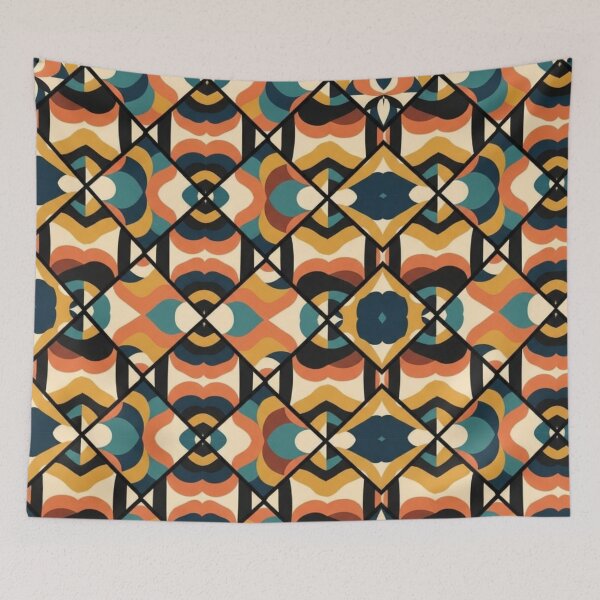 Item preview, Mid Century Modern Diamond Mosaic - Retro 70s Pattern designed and sold by Dzblack.