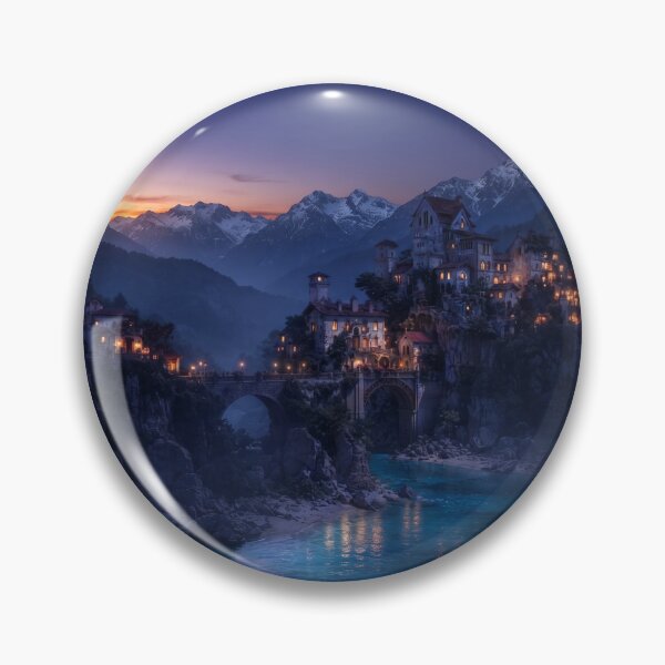 Item preview, Twilight Whispers, Glowing Fantasy Village at Dusk designed and sold by BlareBlare.