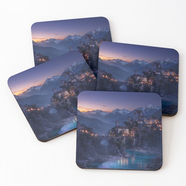Item preview, Twilight Whispers, Glowing Fantasy Village at Dusk designed and sold by BlareBlare.