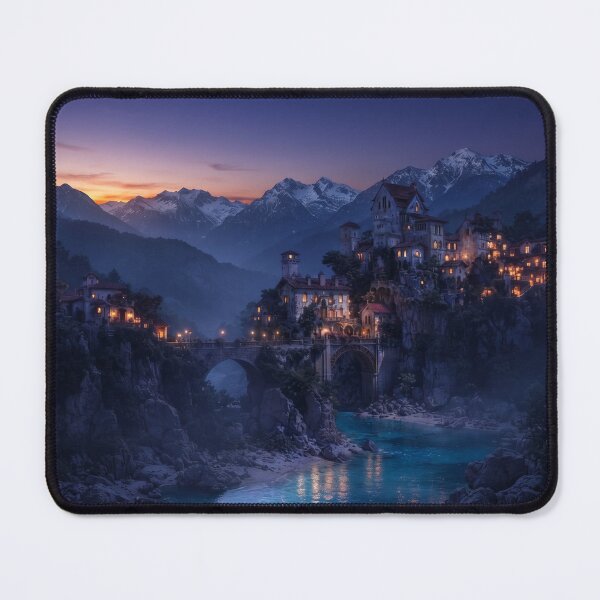Item preview, Twilight Whispers, Glowing Fantasy Village at Dusk designed and sold by BlareBlare.