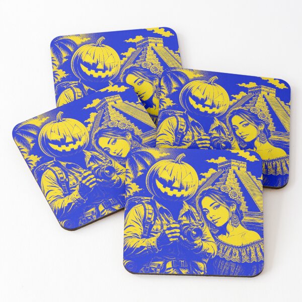 Item preview, Headless Horseman at Chichen Itza - Retro Pop Halloween Art designed and sold by TheHorsemanRidesAgain.