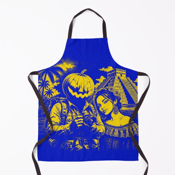 Item preview, Headless Horseman at Chichen Itza - Retro Pop Halloween Art designed and sold by TheHorsemanRidesAgain.