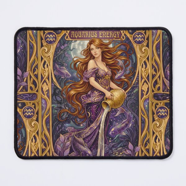 Item preview, Aquarius Zodiac Anime Art Nouveau | Aquarius Astrology Celestial Design designed and sold by RSDigitalPrintDesign.