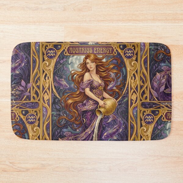Item preview, Aquarius Zodiac Anime Art Nouveau | Aquarius Astrology Celestial Design designed and sold by RSDigitalPrintDesign.