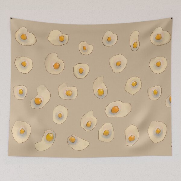 Item preview, Fried Egg Pattern Tan — Blue Lemon Studio Original Illustration designed and sold by BluelemonStudio.