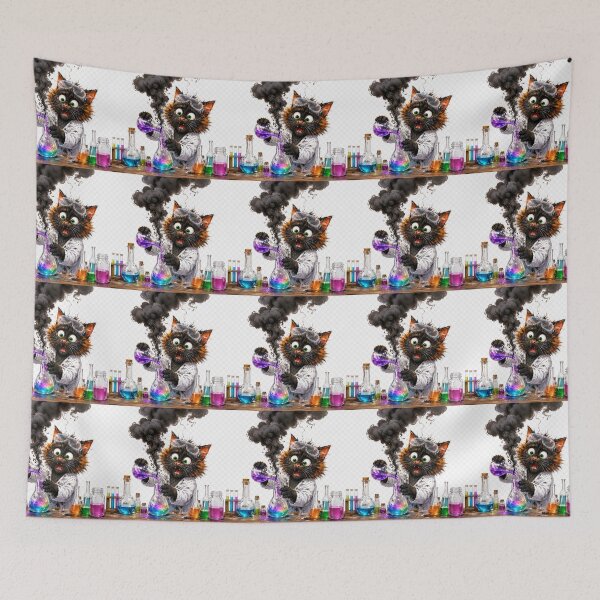 Item preview, Funny Black Cat Scientist Laboratory Experiment designed and sold by OksArtStudio.