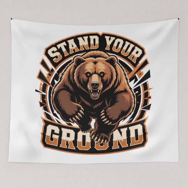 Aperçu de l'œuvre Tenez votre position – Emblème de l'ours grizzly créée et vendue par FusiTink.